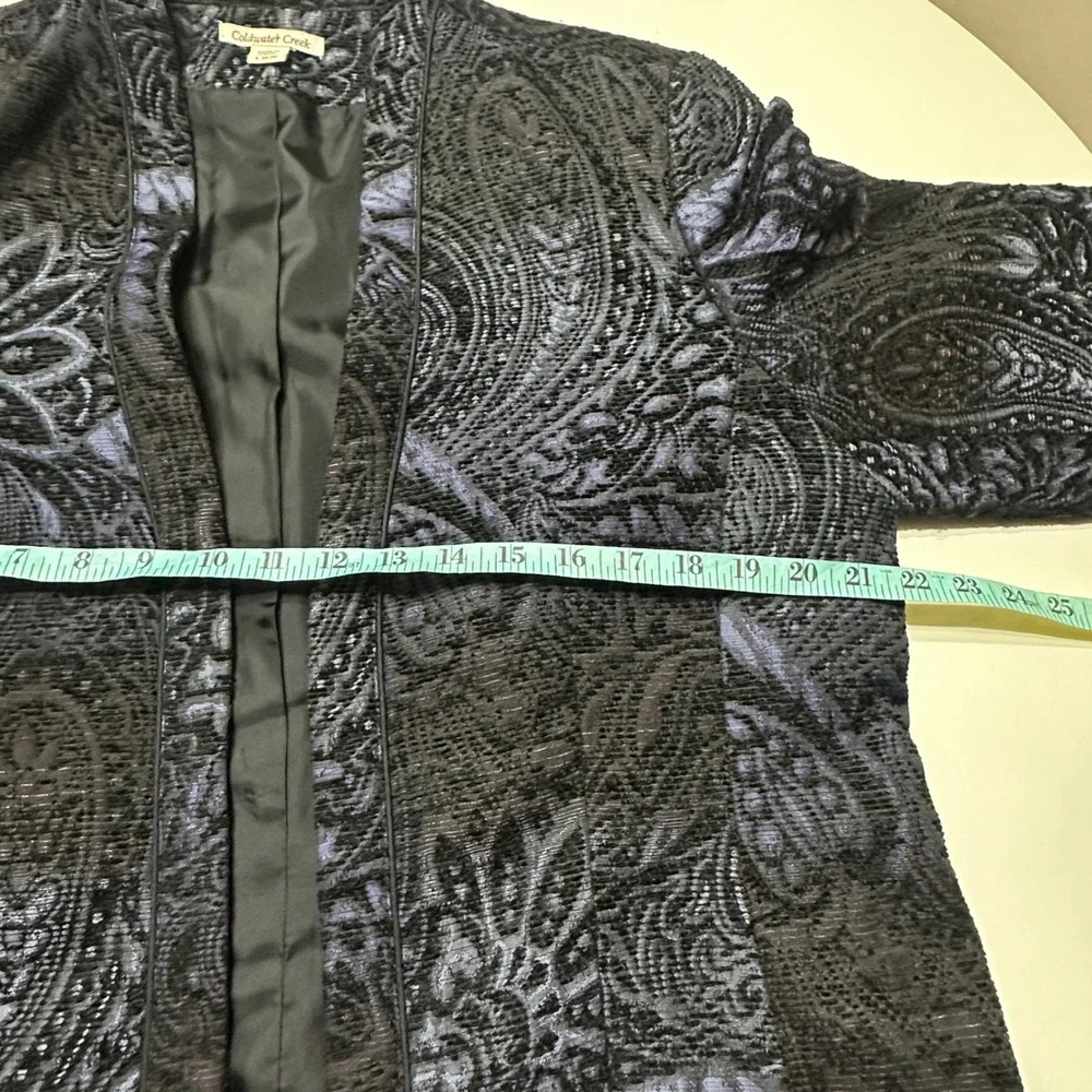 Coldwater‎ Creek Womens Brocade Open Front Blazer Jacket Size L 14-16 Classic